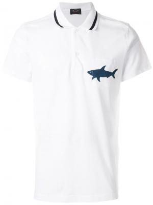 Рубашка-поло с акулой Paul & Shark. Цвет: белый