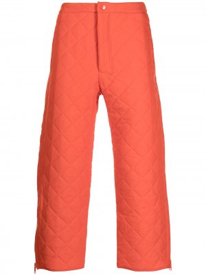 Укороченные стеганые брюки Sleeping Eckhaus Latta. Цвет: оранжевый