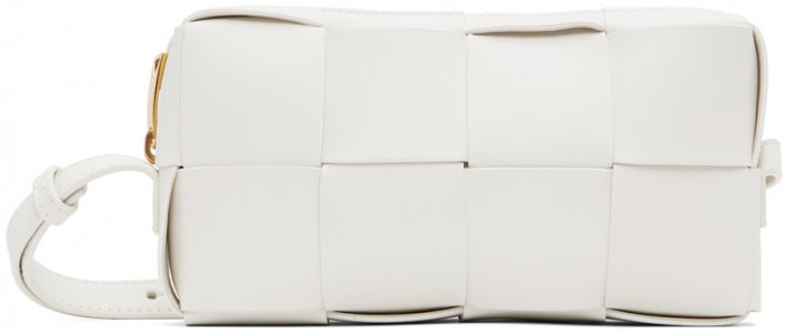 Белая мини-сумка через плечо с кассетой Bottega Veneta