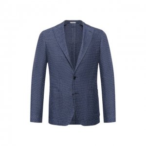 Пиджак из смеси хлопка и льна Luciano Barbera. Цвет: синий