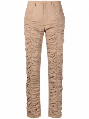 Укороченные брюки со сборками MM6 Maison Margiela. Цвет: бежевый
