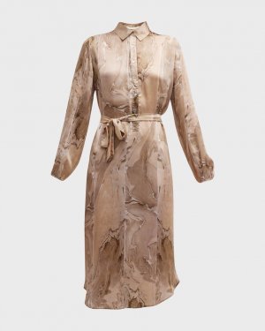 Платье-рубашка Cypress с поясом и мраморным принтом Mes Demoiselles