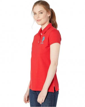 Поло U.S. POLO ASSN. Neon Logos Short Sleeve Shirt, цвет Racing Red