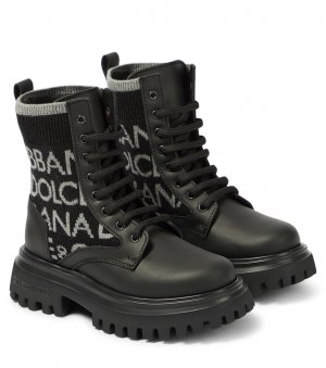 Кожаные армейские ботинки с логотипом , черный Dolce&Gabbana Kids
