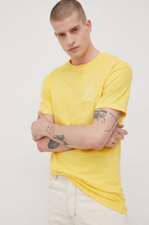 Хлопковая футболка Huf, желтый HUF