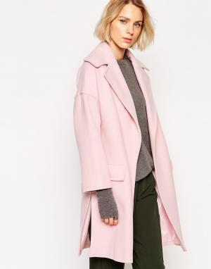 Розовое пальто с большим воротником Helene Berman. Цвет: розовый