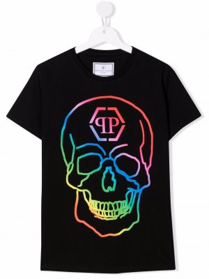 TEEN skull-print short-sleeve T-shirt Philipp Plein Junior. Цвет: черный