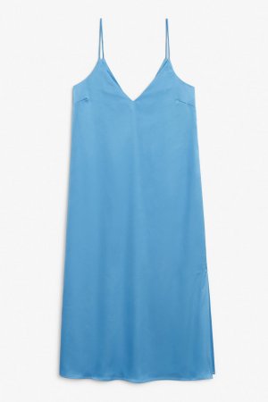 Длинное платье-комбинация , синий Monki