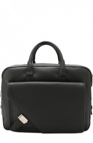 Кожаная сумка для ноутбука с плечевым ремнем Bally. Цвет: черный