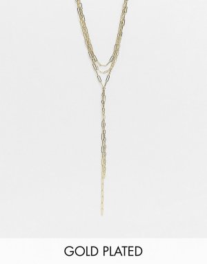 Позолоченное многорядное ожерелье-цепочка из массивных звеньев Maja-Золотой Luv AJ
