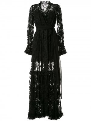 Вечернее платье с цветочным кружевом Dolce & Gabbana. Цвет: черный