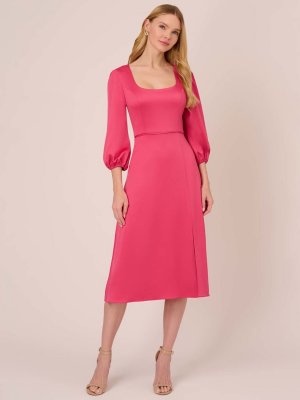 Платье миди из атласного крепа с вырезами , цвет Розовый лотос Adrianna Papell