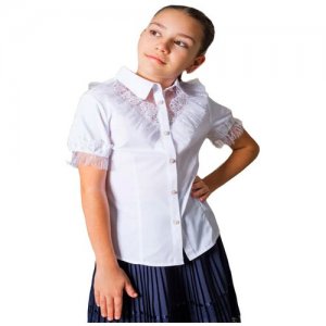 Школьная блуза , размер 128, белый Deloras. Цвет: белый