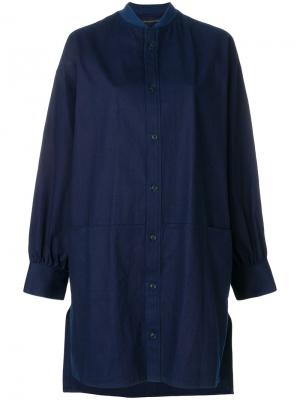 Long buttoned bomber jacket Yohji Yamamoto. Цвет: синий