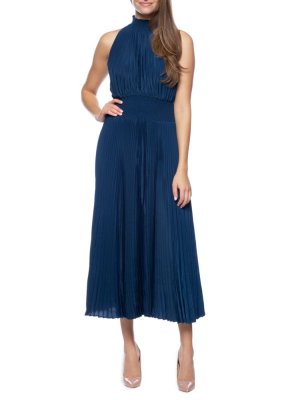 Платье миди со складками и блузкой , темно-синий Marina
