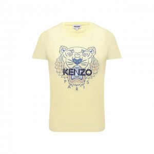 Хлопковая футболка Kenzo. Цвет: жёлтый