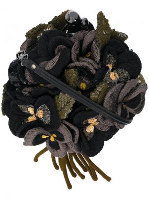 3D sequinned floral motif bag Jamin Puech. Цвет: чёрный