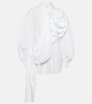 Рубашка из хлопкового поплина с цветочной аппликацией , белый Simone Rocha