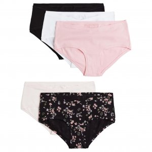 Набор трусов для беременных Hipster, 5 предметов, черный/белый/светло-розовый H&M