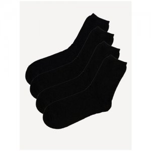 Носки мужские утепленные зимние с начесом, термо, 4 пары, размер 42-48, черные Береза. Цвет: черный