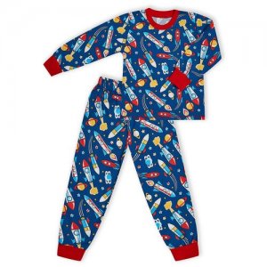 Пижама для мальчика Хаски, рост 110 RONDA. Цвет: синий