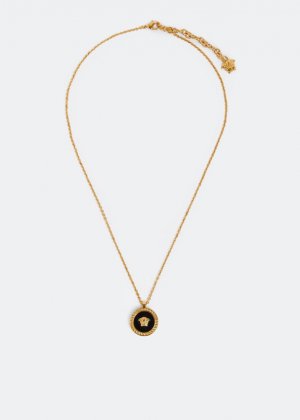 Ожерелье VERSACE Medusa enamel pendant necklace, черный