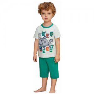 Пижама детская для мальчиков, размер 2 / Комплект шорты и футболка мальчика Костюм в садик Российский размер: 98 BAYKAR. Цвет: зеленый