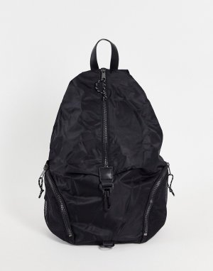 Черный нейлоновый рюкзак с карабином спереди ASOS DESIGN