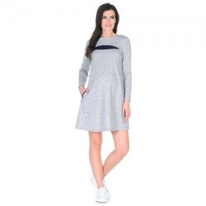 Платье для беременных и кормящих (кожаная вставка) серый, , Россия 37060-2 (42-52) (Серый; Размер 50) Magic Jewel. Цвет: серый