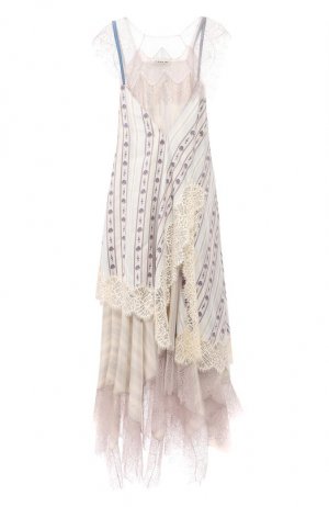 Шелковое платье Lanvin. Цвет: бежевый