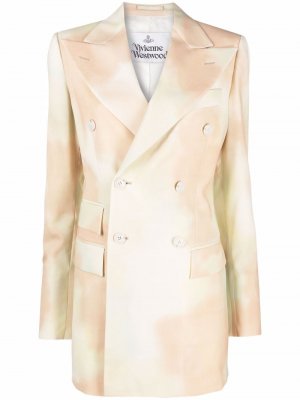 Двубортный пиджак с принтом Vivienne Westwood. Цвет: бежевый