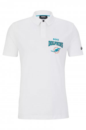 Футболка поло Boss X Nfl Cotton-piqué With Collaborative Branding Dolphins, белый
