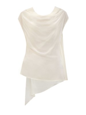Шелковая блуза асимметричного кроя с вырезом на спинке GENTRYPORTOFINO. Цвет: бежевый