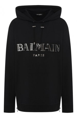Хлопковый пуловер Balmain. Цвет: черный