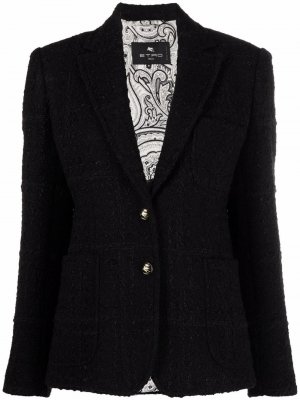Твидовый пиджак ETRO. Цвет: черный