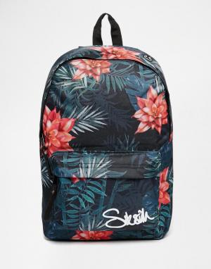 Рюкзак с цветочным принтом SikSilk. Цвет: синий