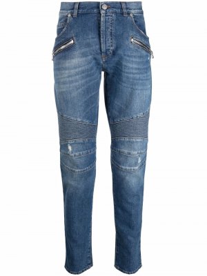 Panelled straight-leg jeans Balmain. Цвет: синий