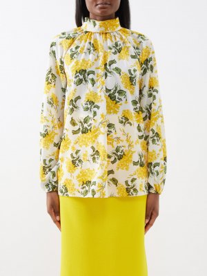 Блуза ealand из крепа с высоким воротником и цветочным принтом, желтый Emilia Wickstead