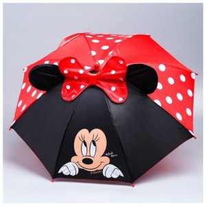 Зонт-трость красный, черный Disney. Цвет: красный/черный