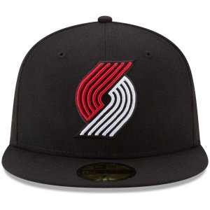 Мужская кепка New Era Black Portland Trail Blazers, цвет официальной команды 59FIFTY, облегающая шляпа