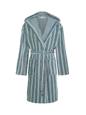 Велюровый халат из чистого хлопка, окрашенный в пряже, с полосатым узором., синий Coincasa