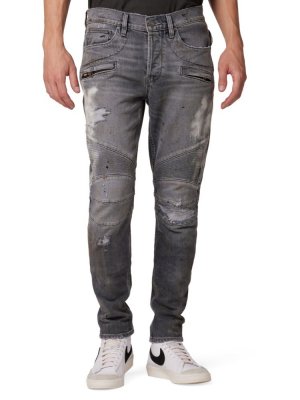 Рваные байкерские джинсы скинни Blinder V2, серый Hudson
