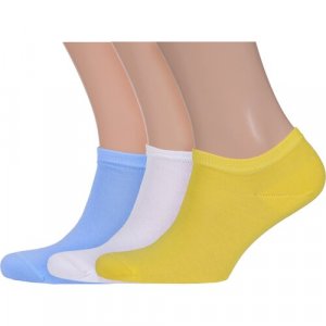 Носки , 3 пары, размер 25, голубой, желтый, белый LorenzLine. Цвет: голубой/белый/желтый