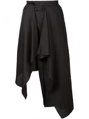 Драпированная юбка асимметричного кроя Barbara I Gongini. Цвет: чёрный