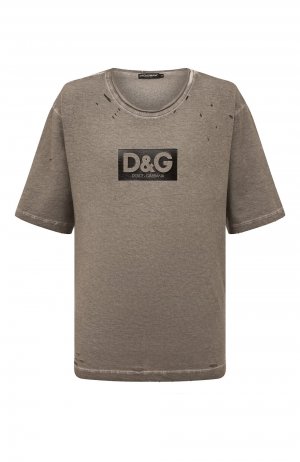 Хлопковая футболка Dolce & Gabbana. Цвет: серый