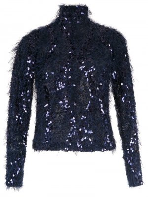 Пушистый свитер с декоративной отделкой Gloria Coelho. Цвет: синий