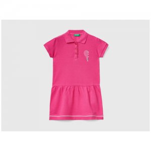 Платье с воротником поло United Colors of Benetton для девочки 23P-3MCSGV00D-1Y8-90. Цвет: розовый