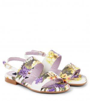 Кожаные сандалии с цветочным принтом , мультиколор Dolce&Gabbana