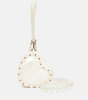 Клатч в форме сердца, украшенный искусственным жемчугом, белый Simone Rocha