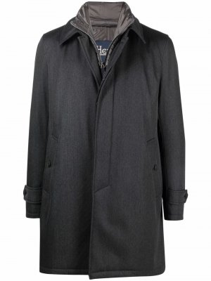 Шерстяное пальто с воротником-стойкой Herno. Цвет: серый